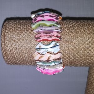 Green pink white blue brown bracelet